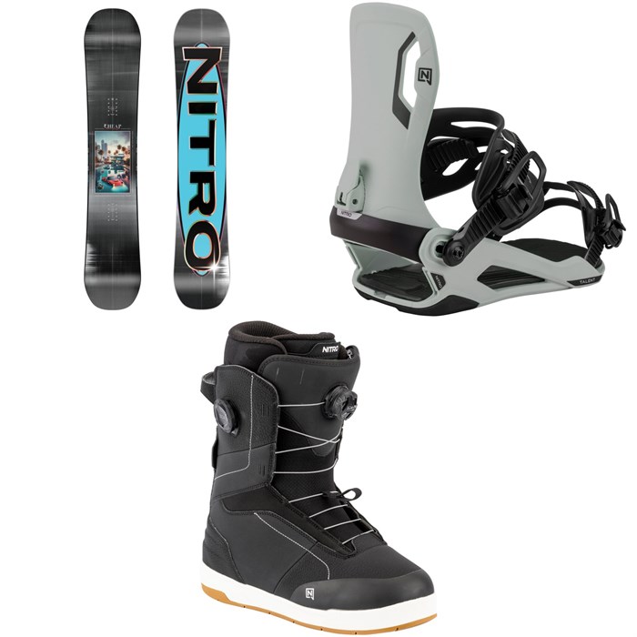 Nitro - Cheap Thrills Snowboard + Talent Snowboard Bindings + Venture Boa Snowboard Boots 2026