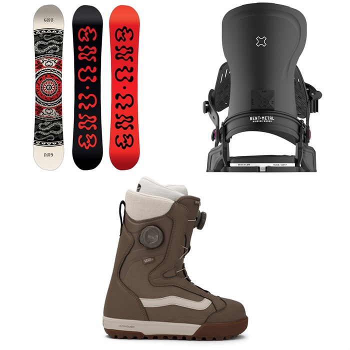 GNU - Ladies Choice Asym C3 Snowboard + Bent Metal Forte Snowboard Bindings + Vans Encore Pro Snowboard Boots - Women's 2026