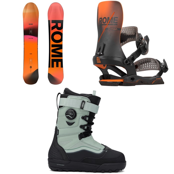 Rome - Ravine Snowboard + Katana AW Snowboard Bindings + Vans Infuse Snowboard Boots 2026