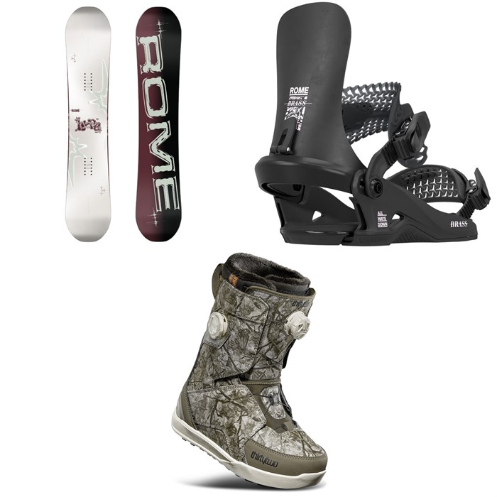 Rome - Rome Hype Snowboard + Brass HW Snowboard Bindings + thirtytwo Lashed Double Boa Snowboard Boots - Women's 2026