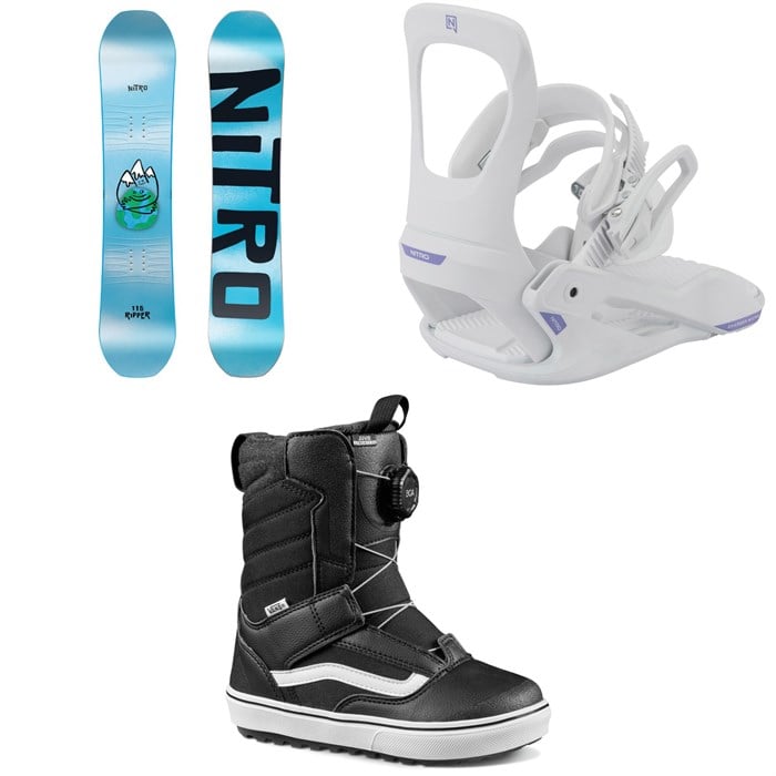 Nitro - Ripper Snowboard + Charger Micro Snowboard Bindings + Vans Juvie Linerless Snowboard Boots - Kids' 2026