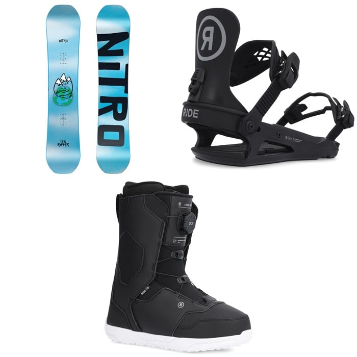 Nitro - Ripper Snowboard + Ride K-1 Snowboard Bindings + Lasso Jr Snowboard Boots - Kids' 2026
