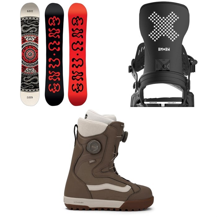 GNU - Ladies Choice Asym C2X Snowboard + Bent Metal Stylist Snowboard Bindings + Vans Encore Pro Snowboard Boots - Women's 2026