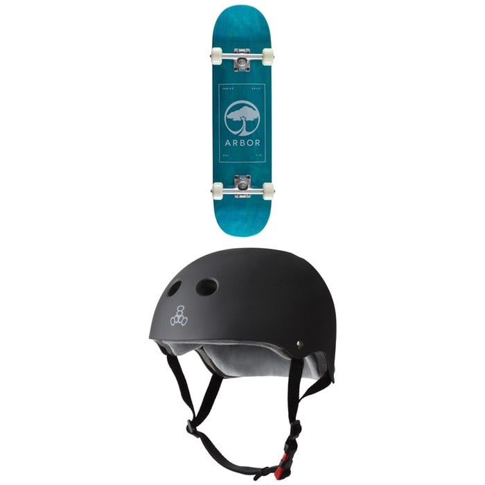 Arbor - Arbor Street 7.75 Skateboard Complete + Triple 8 The Certfied Sweatsaver Skateboard Helmet