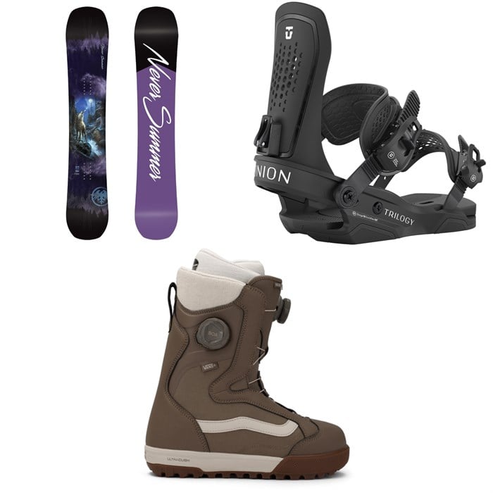 Never Summer - Never Summer Proto T3 FR Snowboard + Union Trilogy Snowboard Bindings + Vans Encore Pro Snowboard Boots - Women's 2026