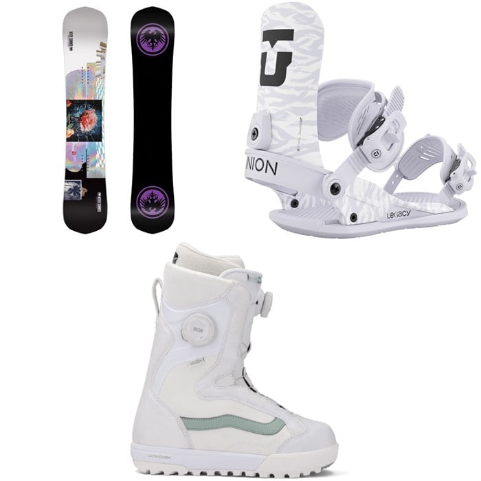 Never Summer - Never Summer Breezy Rider Snowboard + Union Legacy Snowboard Bindings + Vans Encore Pro Snowboard Boots - Women's 2026