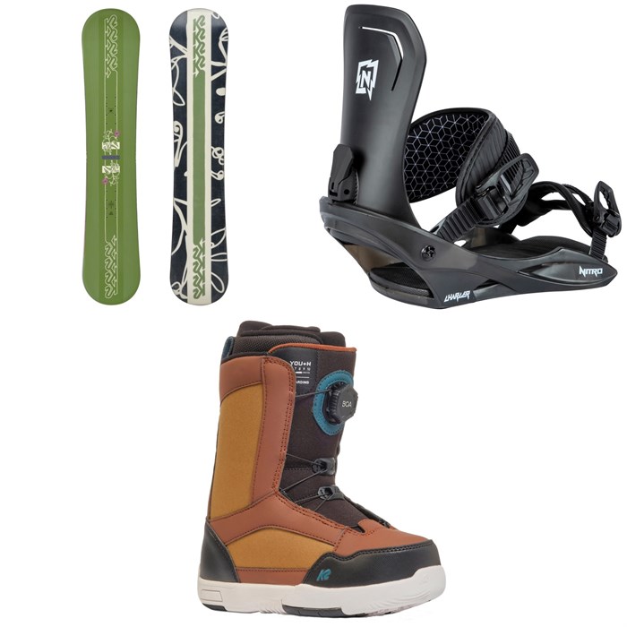 K2 - K2 Kandi Snowboard+ Nitro Charger Snowboard Bindings + K2 You+H Snowboard Boots - Kids' 2025