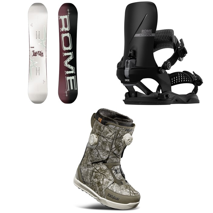 Rome - Rome Hype Snowboard + Katana AW FASE Snowboard Bindings + thirtytwo Lashed Double Boa Snowboard Boots - Women's 2026