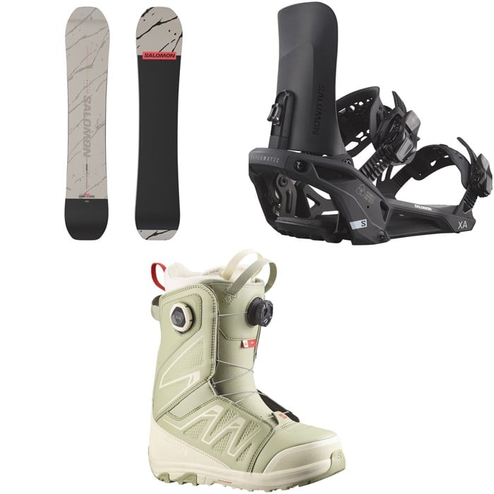 Salomon - Salomon Overcast Snowboard + XA Supermatic Snowboard Bindings + Ivy BOA SJ Snowboard Boots - Women's 2026