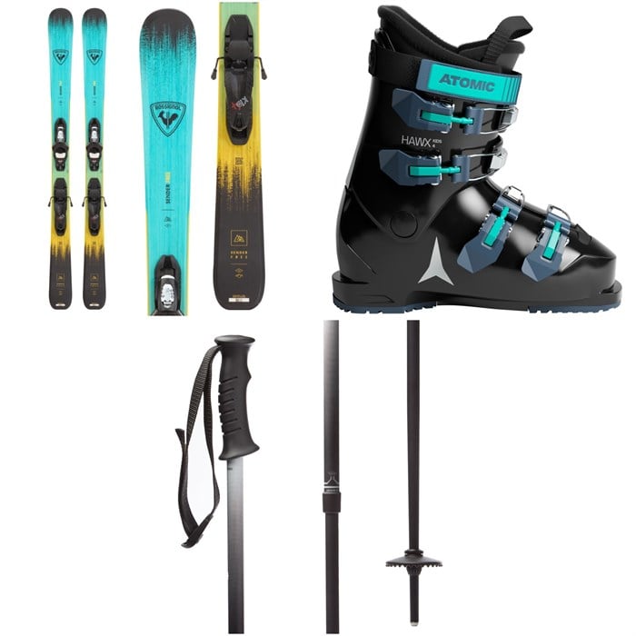Rossignol - Rossignol Sender Free Jr Skis + Kid X 4 GW Bindings + Atomic Hawx Kids 4 Ski Boots + evo Lil Send'r Adjustable Ski Poles - Kids' 2026