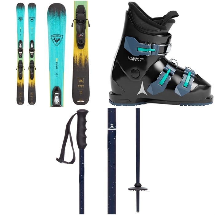 Rossignol - Rossignol Sender Free Jr Skis + Kid X 4 GW Bindings + Atomic Hawx Kids 3 Ski Boots + evo Lil Send'r Adjustable Ski Poles - Kids' 2026