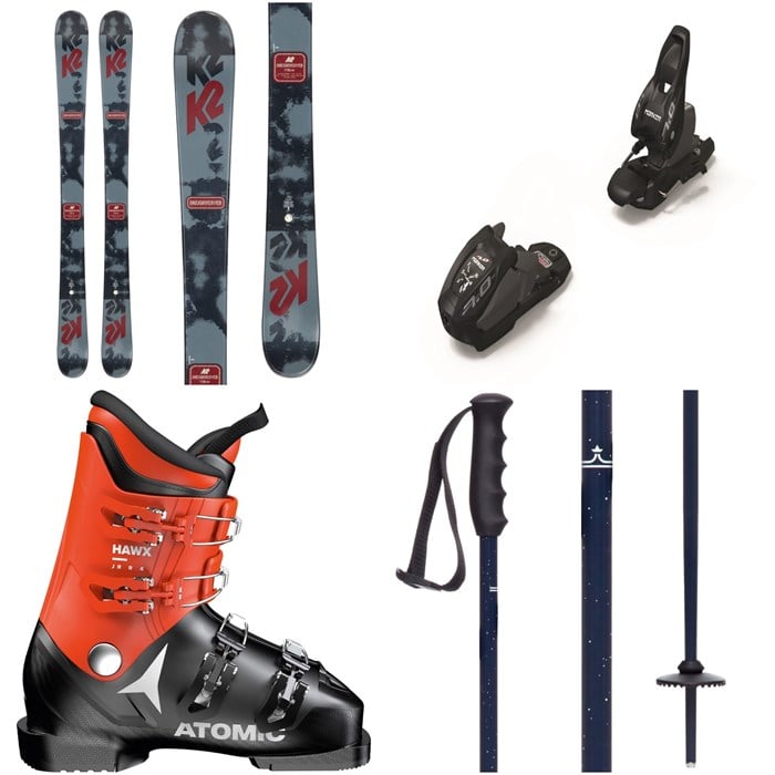 K2 - K2 Dreamweaver Skis + Marker 7.0 Ski Bindings + Atomic Hawx Jr R4 Ski Boots + evo Lil Send'r Adjustable Ski Poles - Kids'