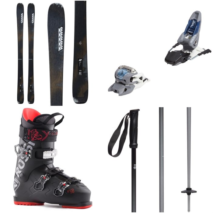 K2 - K2 Mindbender 85 Skis + Marker Squire 11 Ski Bindings + Rossignol Evo 70 Ski Boots + evo Merge Ski Poles