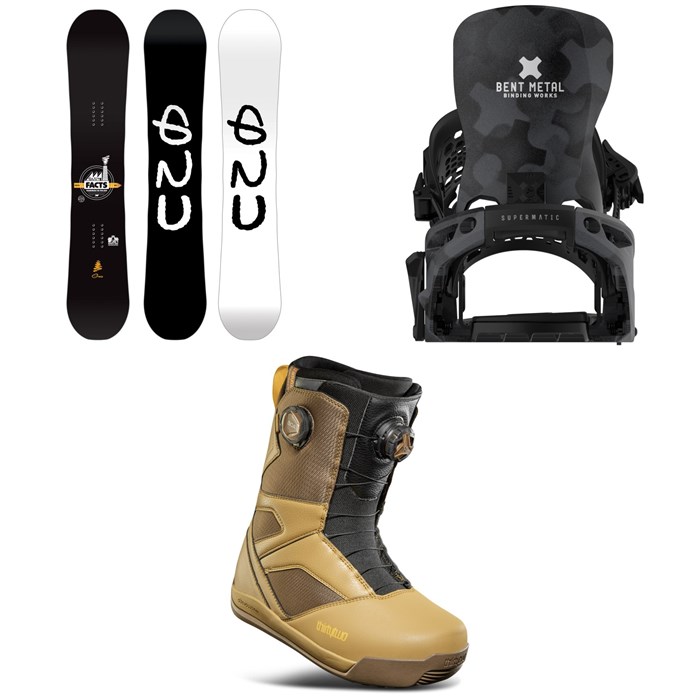GNU - GNU Facts BTX Snowboard + Bent Metal Lightning Supermatic Snowboard Bindings + thirtytwo STW Double Boa Snowboard Boots 2026