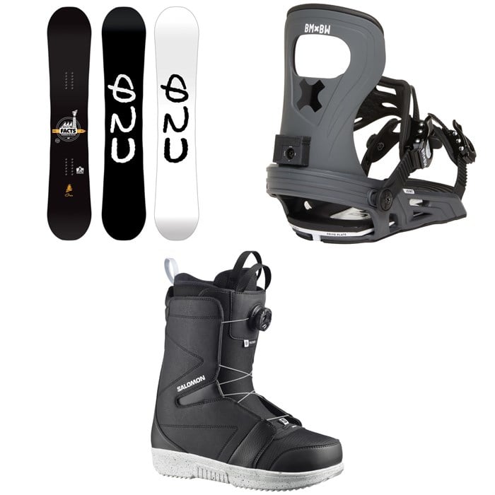 GNU - GNU Facts BTX Snowboard + Bent Metal Joint LTD Snowboard Bindings + Salomon Faction Boa X Snowboard Boots 2026