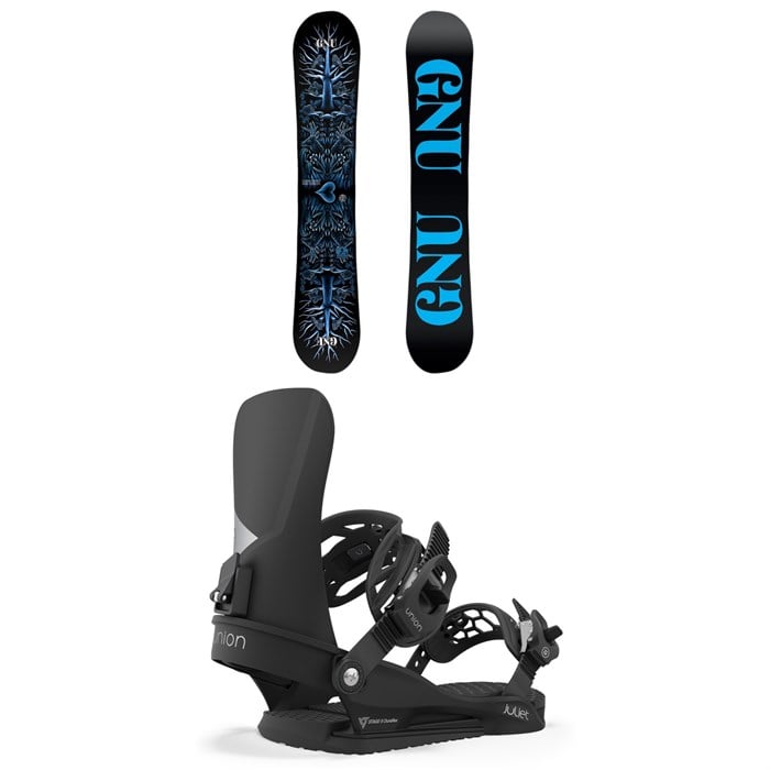 GNU - GNU Asym Ladies Choice C2X Snowboard + Union Juliet Snowboard Bindings - Women's