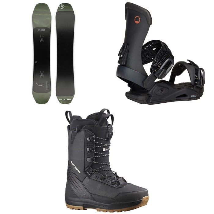 Ride - Ride Deep Fake Snowboard + Season Meld Snowboard Bindings + Salomon Malamute Snowboard Boots