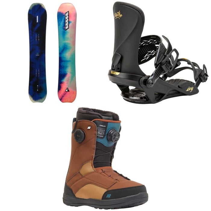 K2 - K2 Passport Snowboard + Nitro Ivy Snowboard Bindings + K2 Kinsley Snowboard Boots - Women's