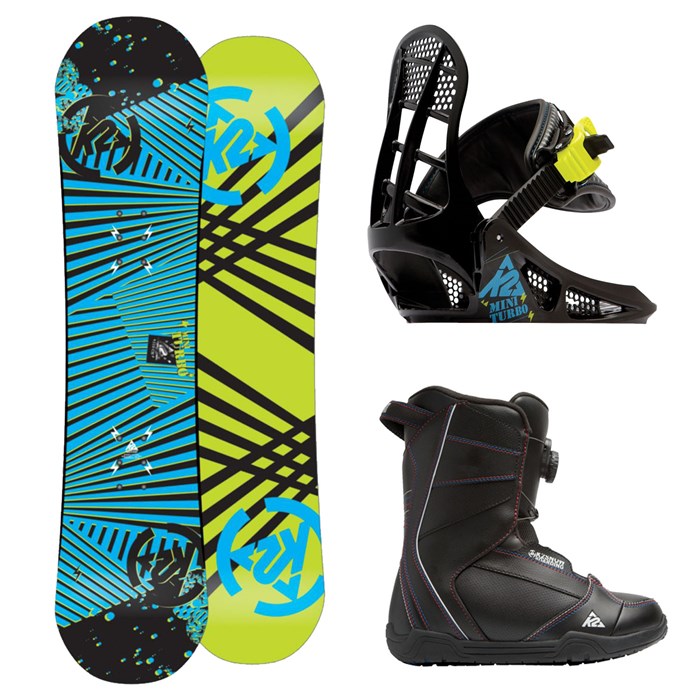 K2 Grom Pack Complete Jr. Snowboard Package Mini Turbo Rocker Board