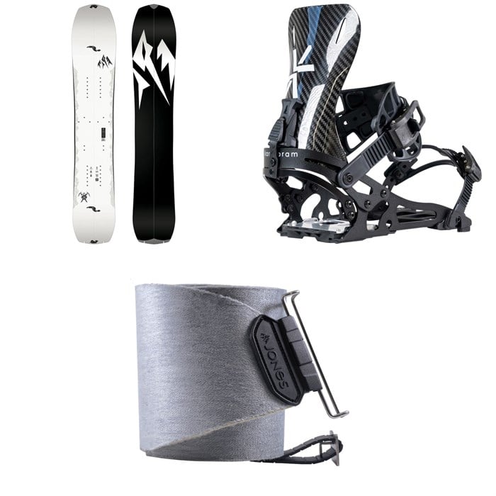 Jones - Jones Ultralight Solution Splitboard + Karakoram Straightline + Split Interface Splitboard Bindings + Nomad Pro Quick Tension Tail Clip Splitboard Skins
