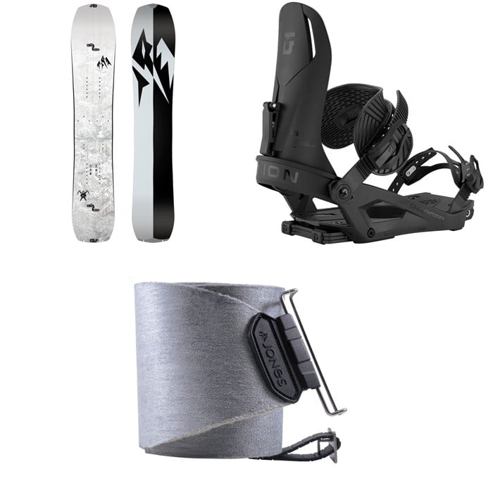 Jones - Jones Solution Splitboard + Union Charger Splitboard Bindings + Nomad Quick Tension Tail Clip Splitboard Skins