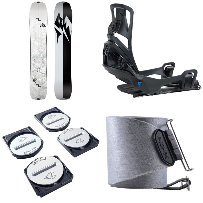 Jones - Jones Solution Splitboard + Burton Step On Splitboard Bindings + Spark Pucks + Nomad Quick Tension Tail Clip Splitboard Skins