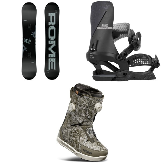 Rome - Rome Hype Pro Snowboard + Katana AW Snowboard Bindings + thirtytwo Lashed Double Boa Snowboard Boots - Women's 2026