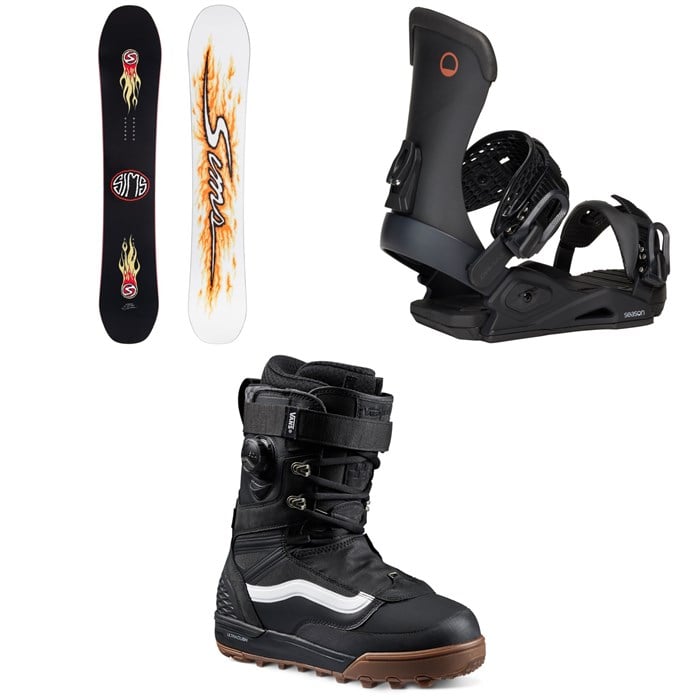 Sims - Sims Fakie Snowboard + Season Meld Snowboard Bindings + Vans Infuse Snowboard Boots