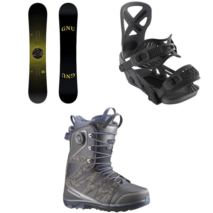 GNU - GNU T.R.E. Snowboard + Bent Metal Anvil Snowboard Bindings + Salomon X Approach Lace SJ Boa Snowboard Boots