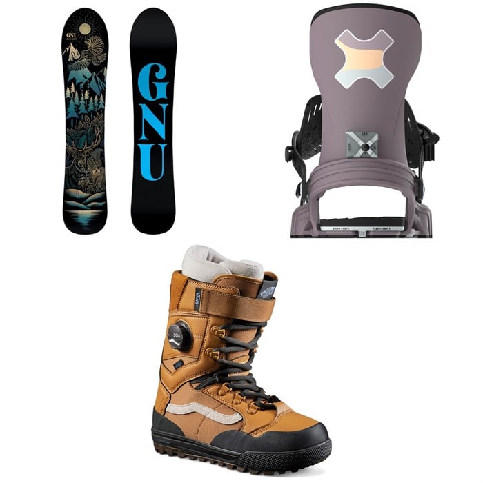 GNU - GNU Free Spirit C3 Snowboard + Bent Metal Stylist Snowboard Bindings + Vans Luna Ventana Pro Snowboard Boots - Women's