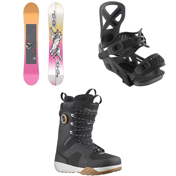 GNU - GNU x Airblaster S.N.A.R.F. Machine Snowboard + Bent Metal Anvil Snowboard Bindings + Salomon Dialogue Lace SJ Boa Snowboard Boots 2026