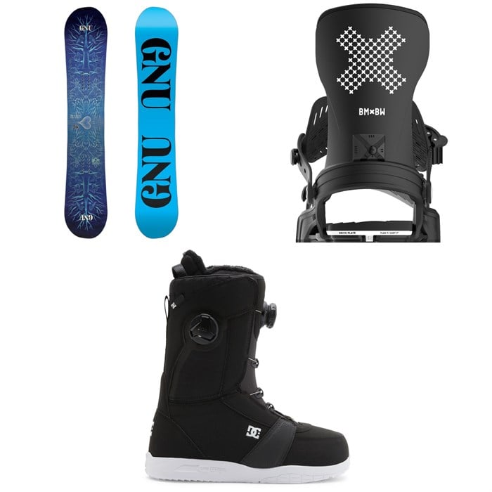 GNU - GNU Asym Pro Choice C3 Snowboard 2025 + Bent Metal Stylist Snowboard Bindings + DC Lotus Snowboard Boots - Women's