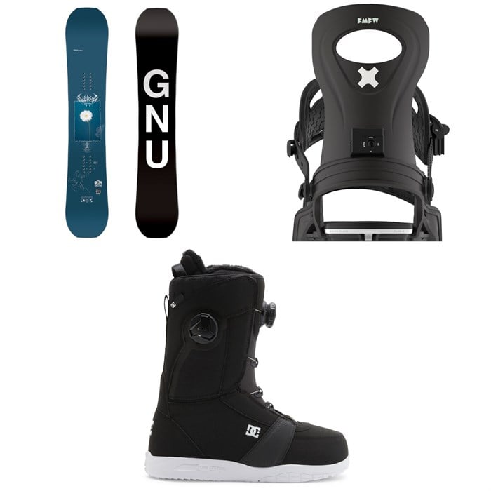 GNU - GNU Gloss-C C3 Snowboard 2025 + Bent Metal Metta Snowboard Bindings + DC Lotus Snowboard Boots - Women's
