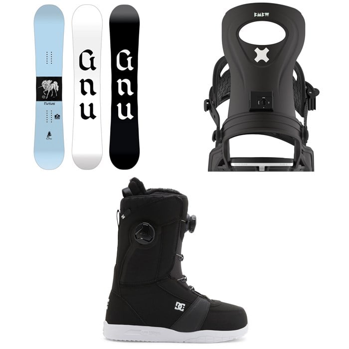 GNU - GNU Fiction BTX Snowboard + Bent Metal Metta Snowboard Bindings + DC Lotus Snowboard Boots - Women's