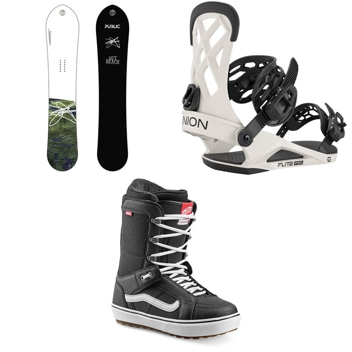 Public Snowboards - Public Snowboards Outreach Snowboard 2026 + Union Flite Pro Snowboard Bindings 2026 + Vans Hi Standard OG Snowboard Boots