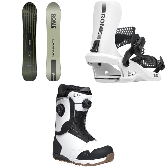 Rome - Rome Warden Snowboard + 390 Boss HW Snowboard Bindings + Nidecker Rift Snowboard Boots 2026