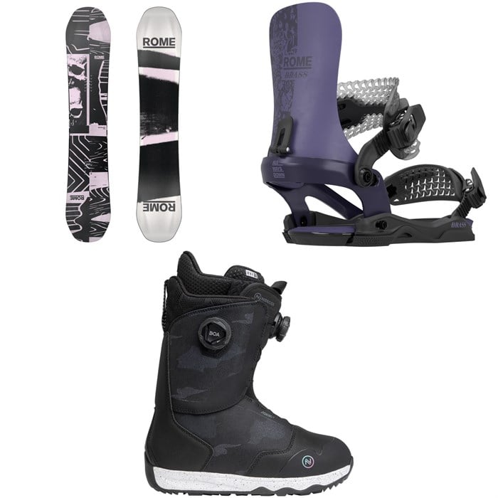 Rome - Rome Boneless Snowboard + Brass AW Snowboard Bindings + Nidecker Rift Snowboard Boots - Women's 2026