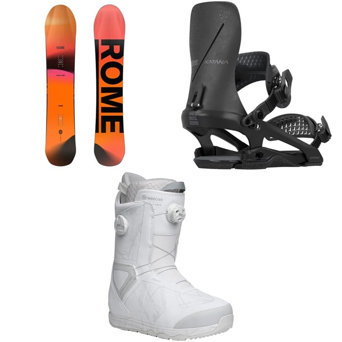 Rome - Rome Ravine Snowboard + Katana FW Snowboard Bindings + Nidecker Kita Snowboard Boots 2026