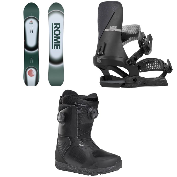 Rome - Rome Muse Snowboard + Katana AW Snowboard Bindings + Nidecker Kita Snowboard Boots - Women's 2026