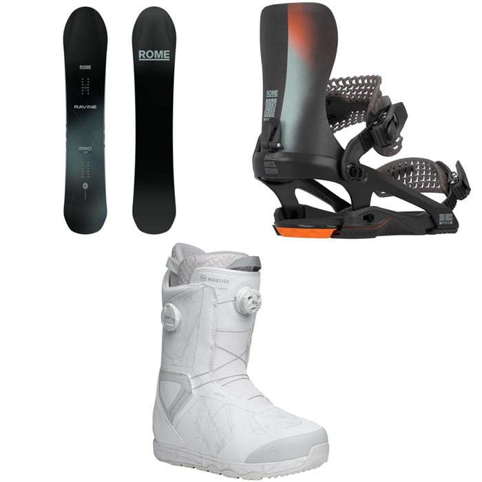 Rome - Rome Ravine Pro Snowboard + 390 Boss Pro FW Snowboard Bindings + Nidecker Kita Snowboard Boots 2026