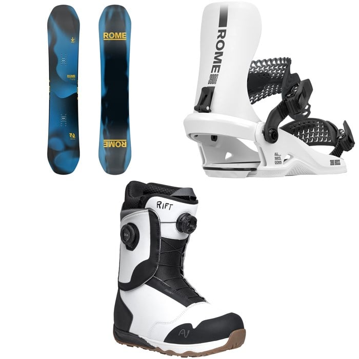 Rome - Rome Mechanic Snowboard + 390 Boss HW Snowboard Bindings + Nidecker Rift Snowboard Boots 2026