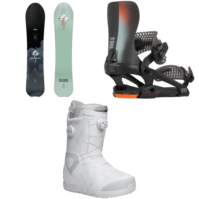 Rome - Rome Stale Fish Snowboard + 390 Boss Pro FW Snowboard Bindings + Nidecker Kita Snowboard Boots 2026