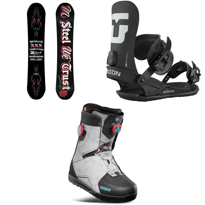 thirtytwo - thirtytwo T32M LTD Snowboard + Union Strata Snowboard Bindings + thirtytwo Lashed Double Boa Snowboard Boots