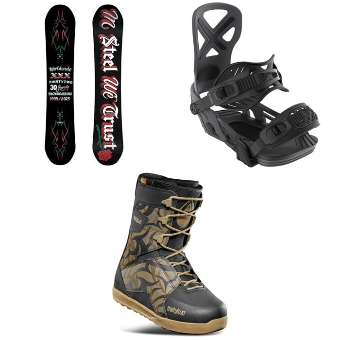 thirtytwo - thirtytwo T32M LTD Snowboard + Bent Metal Anvil Snowboard Bindings + thirtytwo Lashed Snowboard Boots