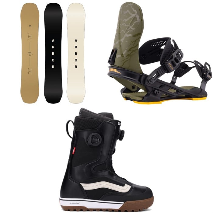 Arbor - Arbor Element Decon Snowboard + Hemlock Snowboard Bindings + Vans Aura Pro Snowboard Boots