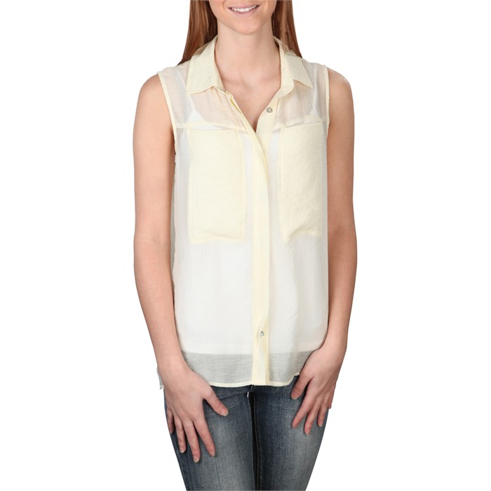 sleeveless button up shirt womens