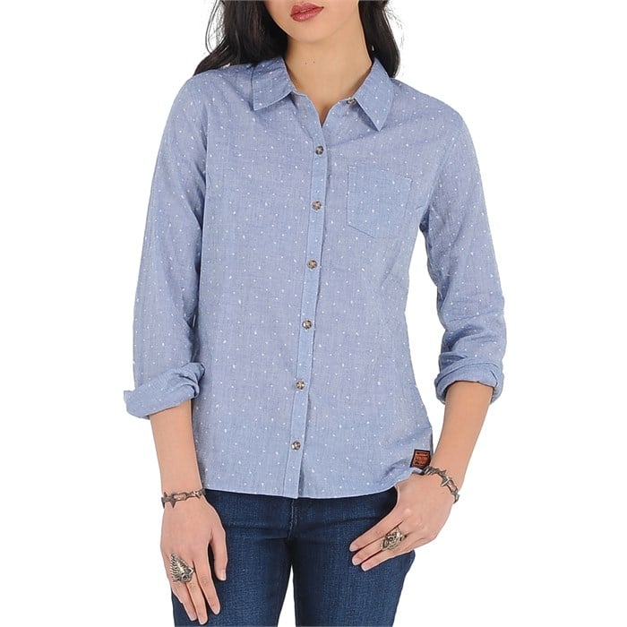 light blue button down shirt women's