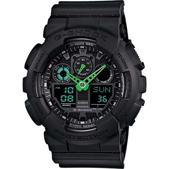 g shock ga 100 black green