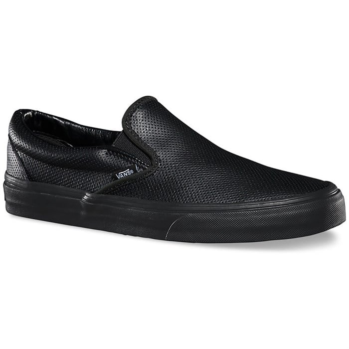 vans perf leather slip on black