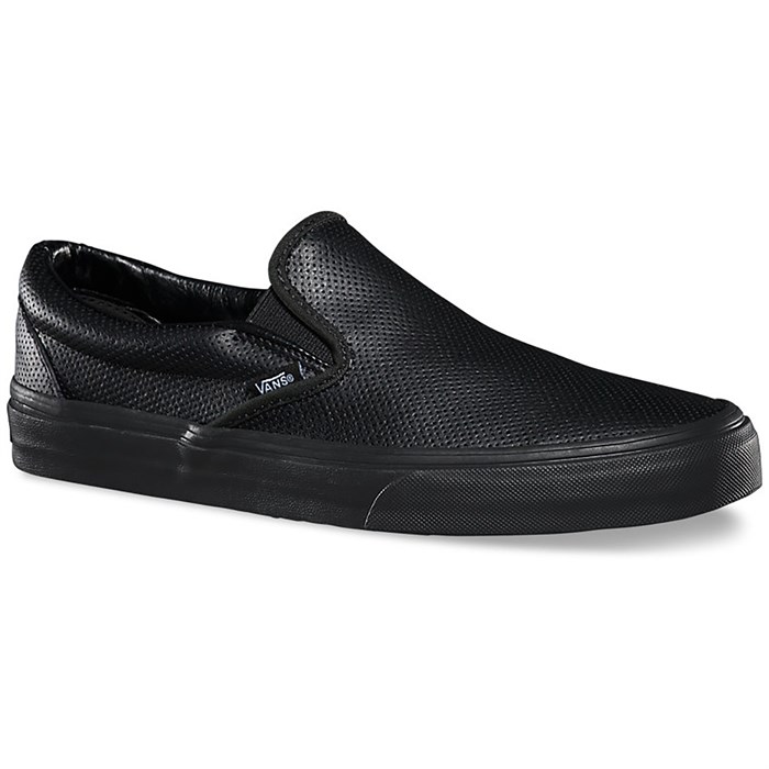 all black leather slip on vans